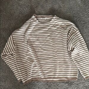 Carly Jean Los Angeles Striped Sweater - Cream and Brown